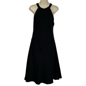 Jones New York Sleeveless Beaded High Neck Black Midi DressLow Cut Back  12 3025